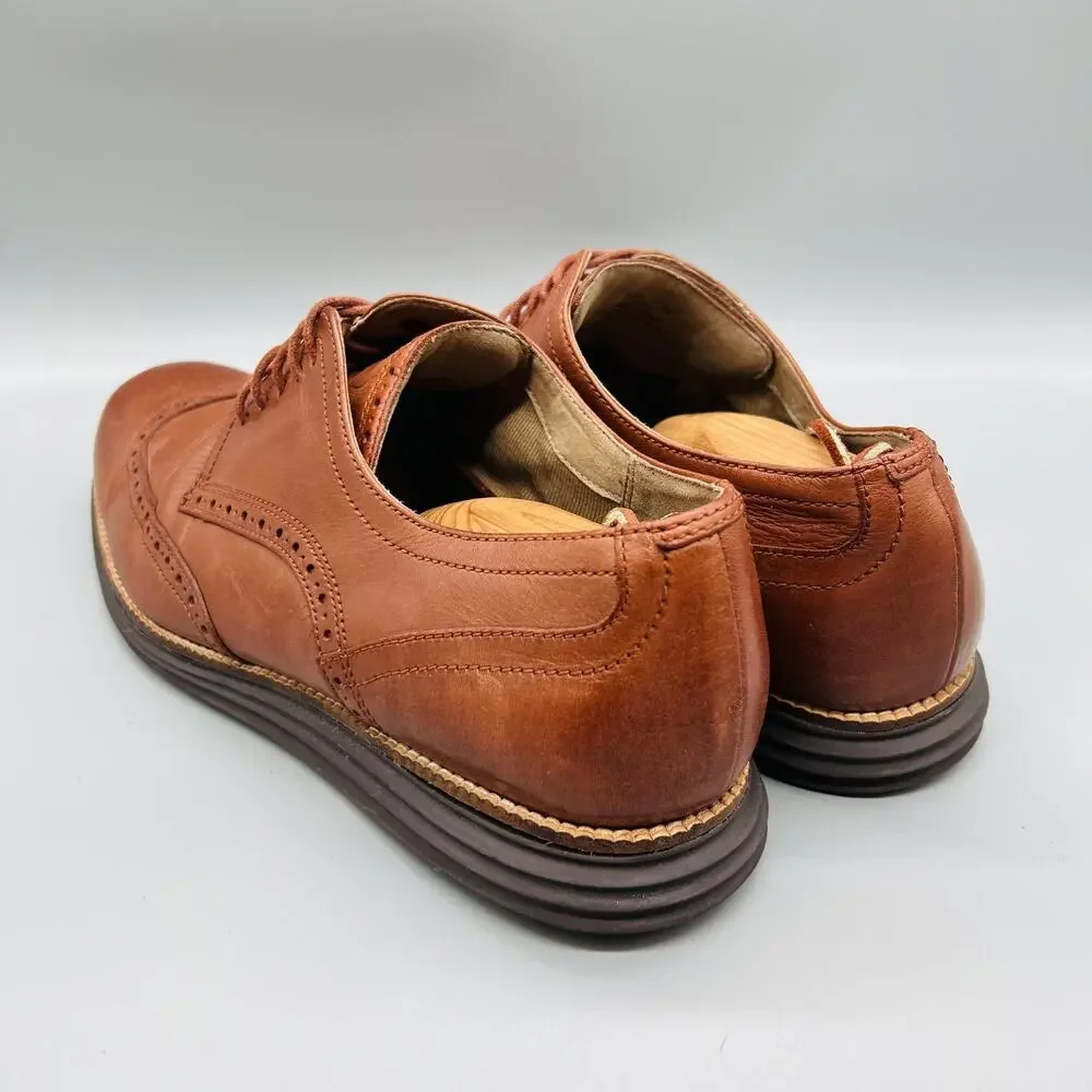 Cole Haan Shoes Men 12 Brown Leather Grand OS Wingtip Oxford Dress Brogue Casual